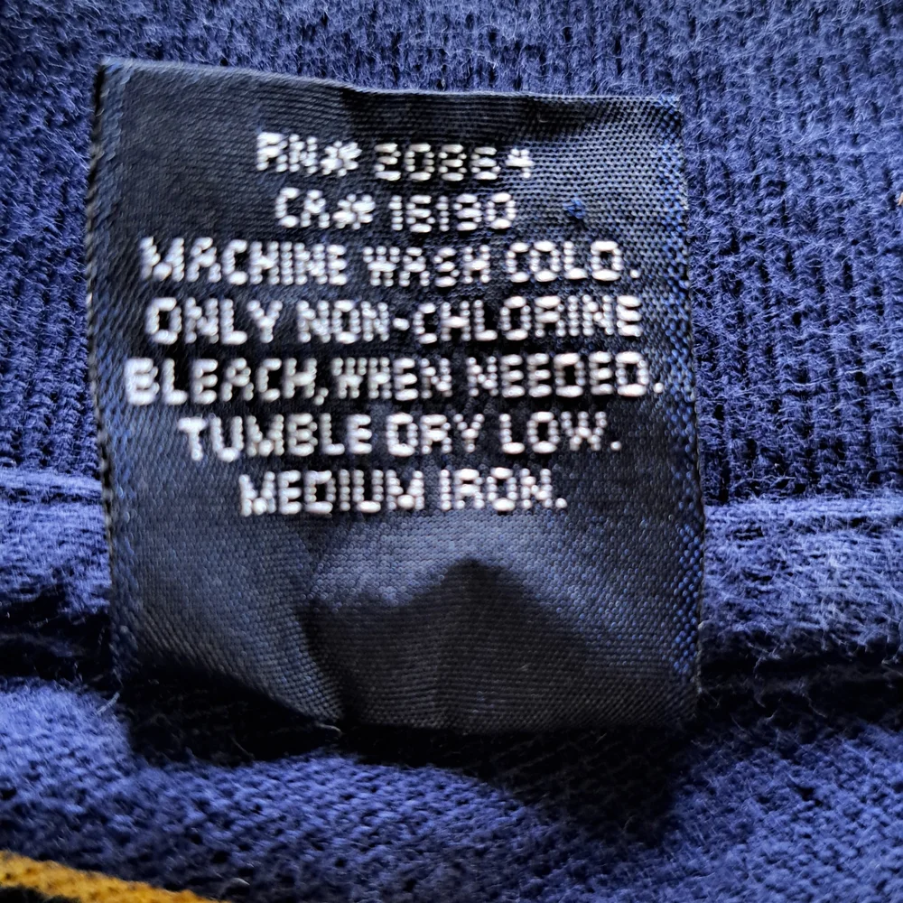 VTG 90s Ralph Lauren Navy with Yellow Stripe Cotton Polo Men's L